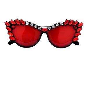 Red Embellished Sunglasses Brooch